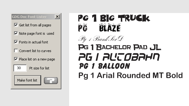 document font list macro shown working