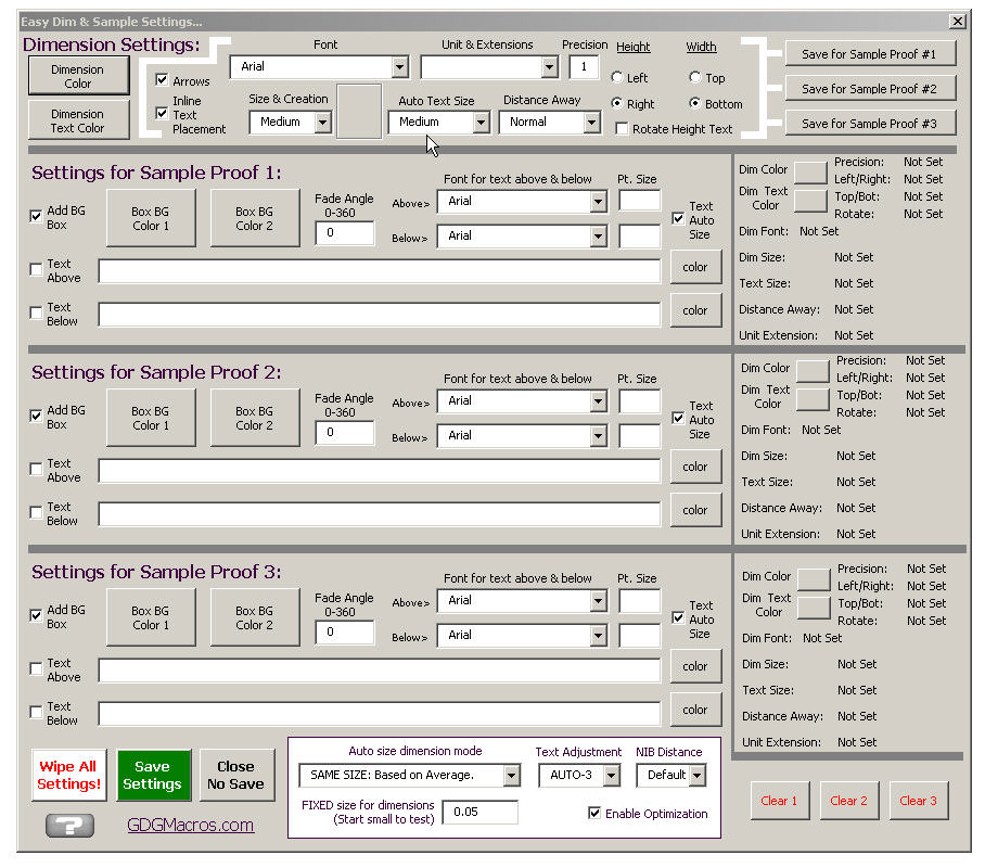 dimension sample proof macro