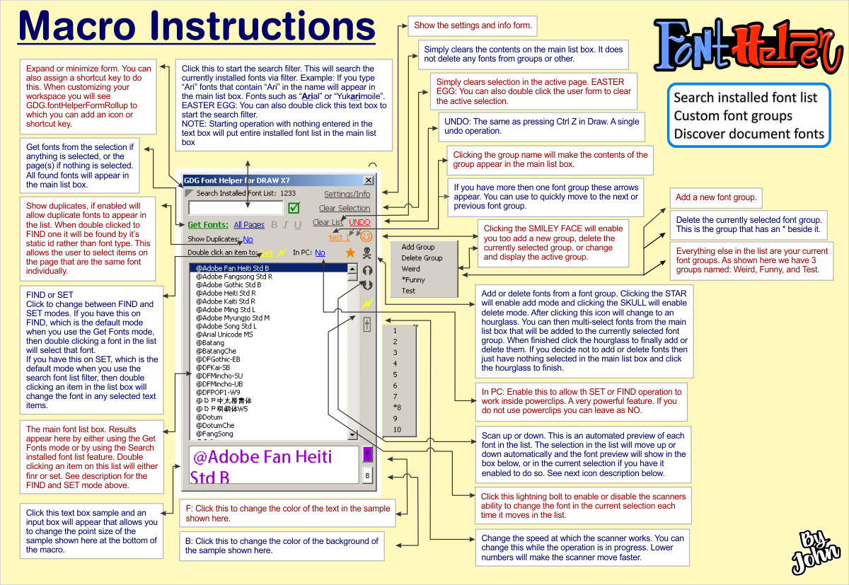 font helper macro pic for CorelDraw 2019