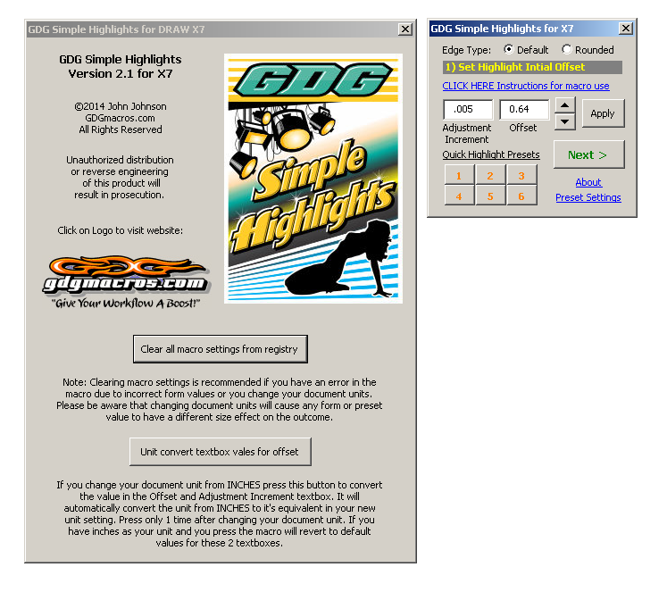 simple highlights coreldraw v.2018 macro